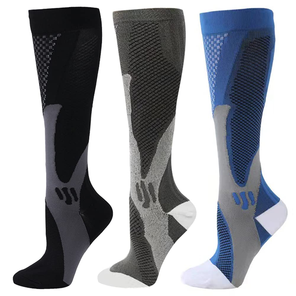 ZFiSt 3 Pair Sport Compression Socks Men Women Compression Stocking Nurse Socks for Edema Travel