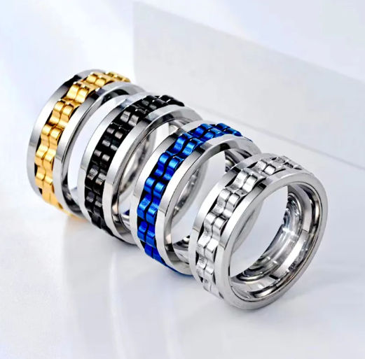Titanium Steel Gear Fidget Ring