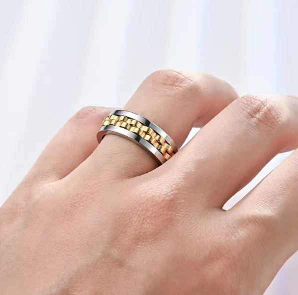 Titanium Steel Gear Fidget Ring