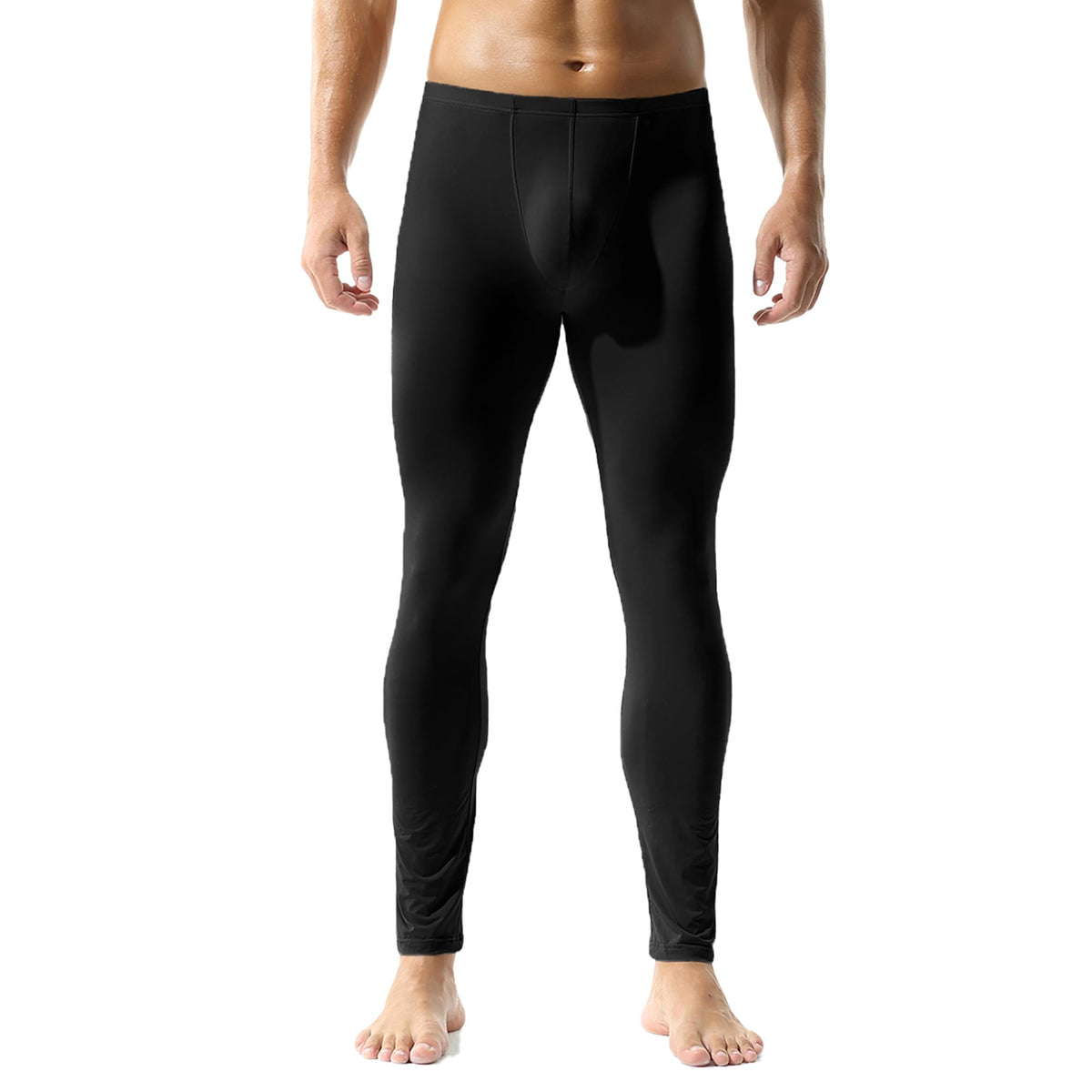 QiaTi Mens Tight Long Underwear Sexy Long Pants Sexy Tight Underwear Soft Compression Underwear for Men Long Leggings Pants