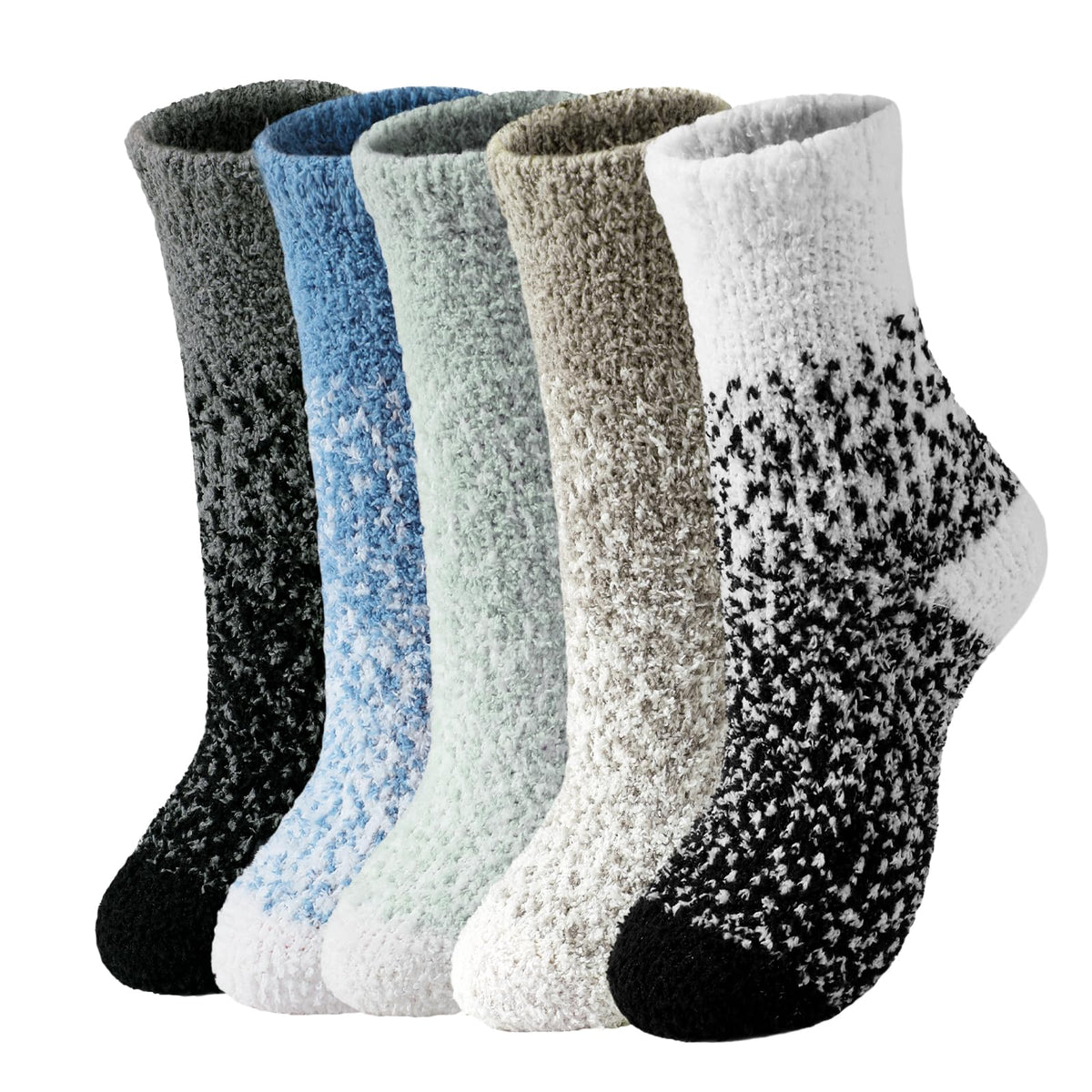 Cozy Coral Fleece Socks - 5 Pack Women's Gradient Slipper Socks