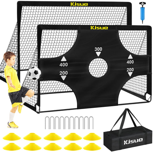 Kids Soccer Goals for Backyard Set 2 of 6x4 ft Portable Pop Up Soccer Goal Training Equipment Soccer Net with Target Soccer Ball Cones Soccer Set for Kids Youth Toddler Sports Outdoor Games
